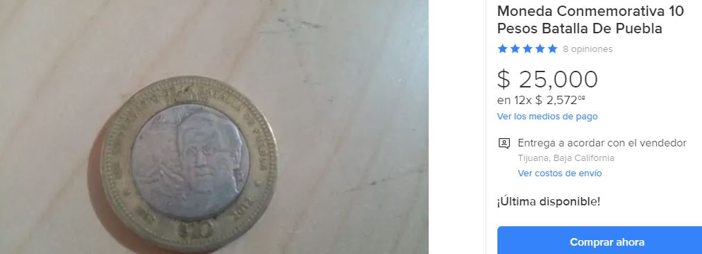 Moneda Batalla de Puebla. (Mercado Libre)